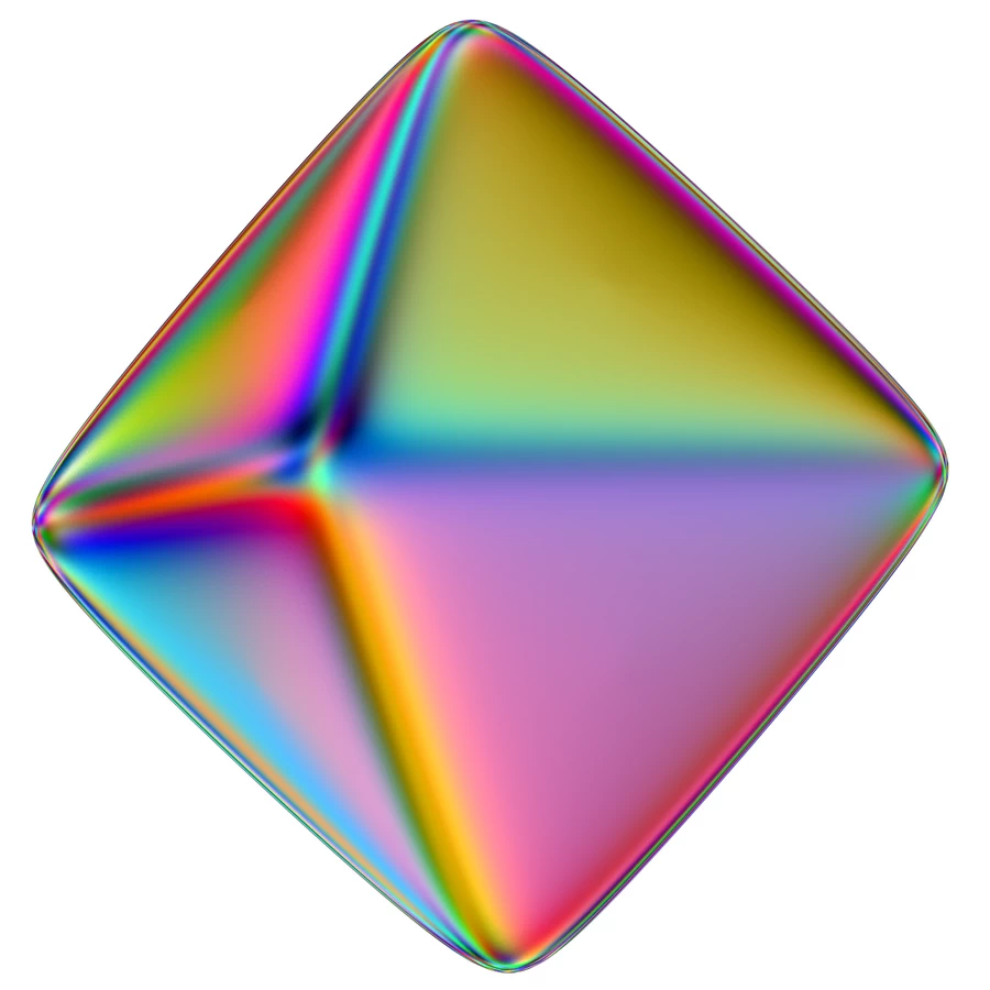 潮流酸性全息金属镭射机能彩虹3D立体几何图形png免抠图片素材【022】